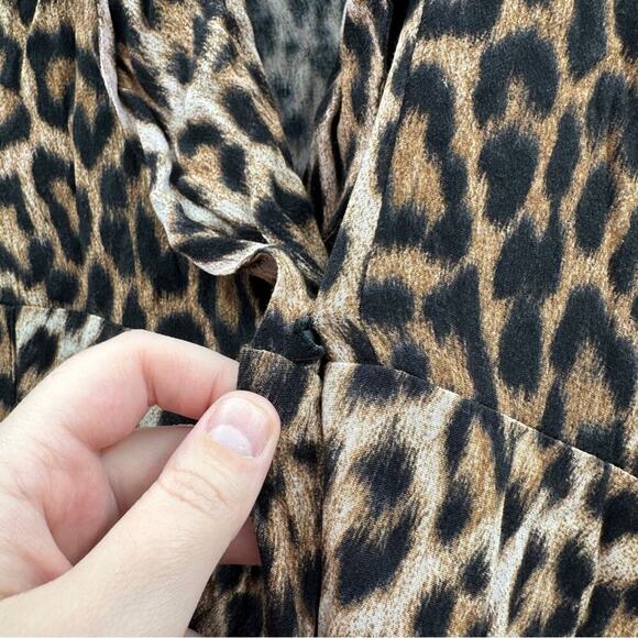 Zara Leopard Print Short Sleeve Cropped Jumpsuit Sz M Bloggers Favorite - Picture 5 of 13